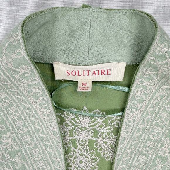 Solitare Womens Embroidered Faux Suede Longline Jacket Medium Mint Green - Picture 3 of 12